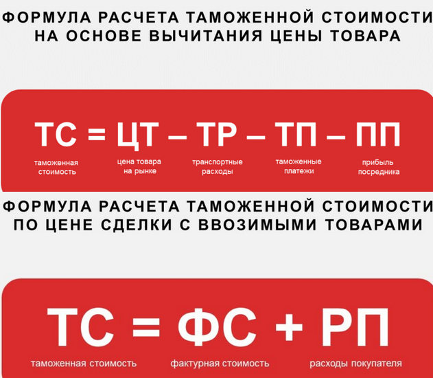 Стоимость при таможенном оформлении